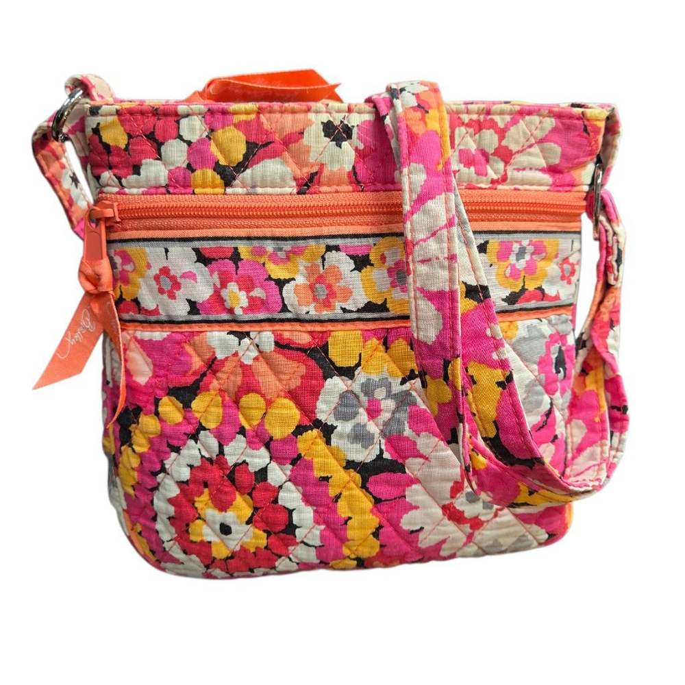 Retired Vera Bradley Mini Hipster Crossbody Bag Pixie Blooms Pink Yellow Floral